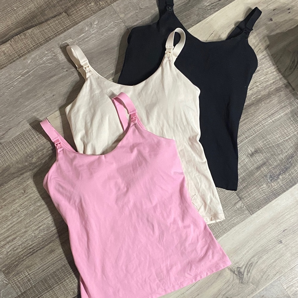 Senita Athletics Pink, Cream, and Black Pumping Tanks